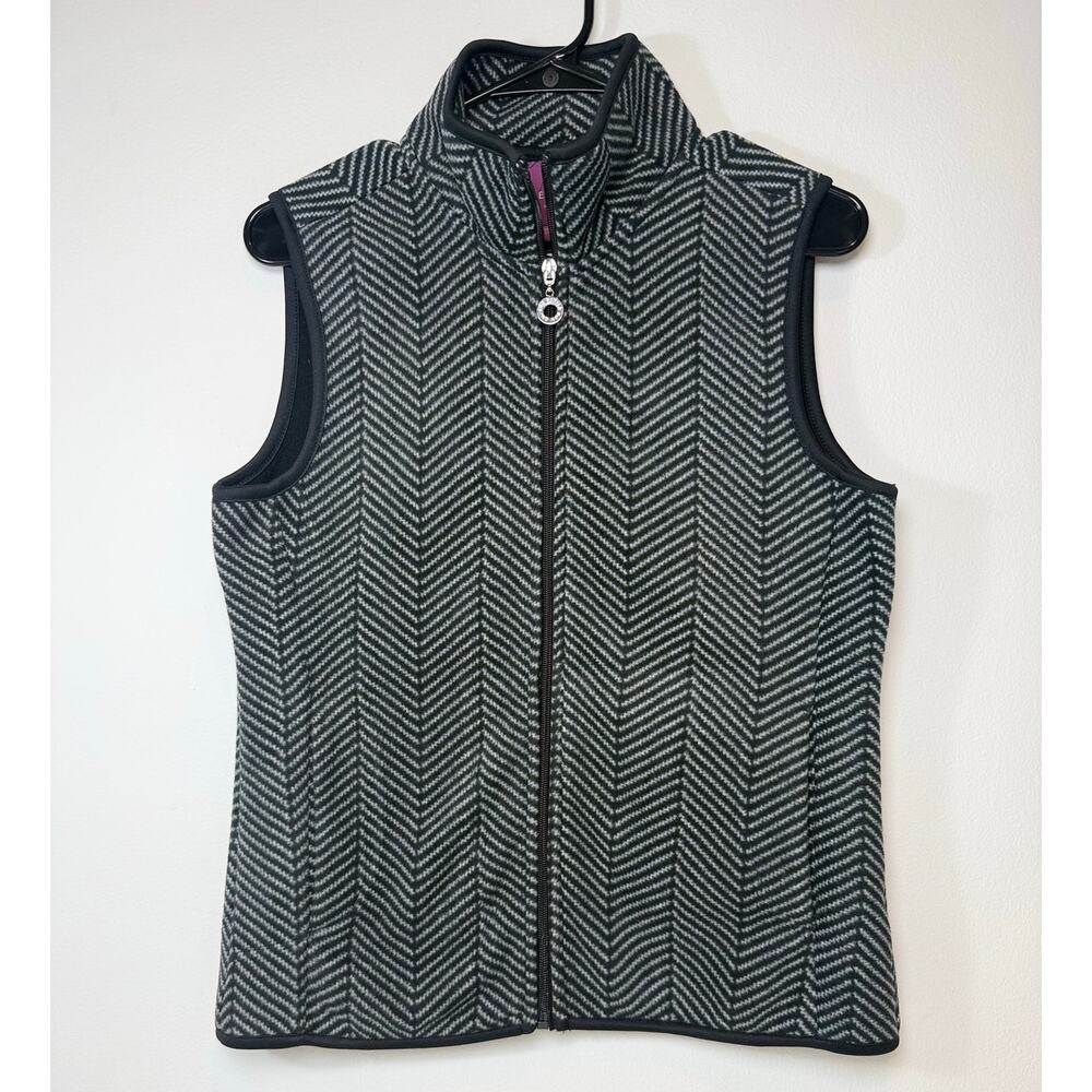The Savile Row London Fleece Herringbone Full Zip Vest, Size Small